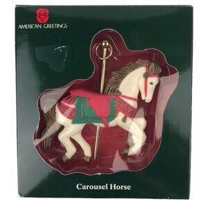 Vintage American Greetings 4'' Carousel Horse Christmas Tree Ornament AX-1035